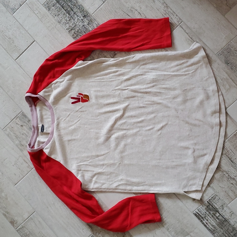 Old Navy Small Retro Inspired Baseball 3/4 Length Sleeve Embroidered Peace Sign